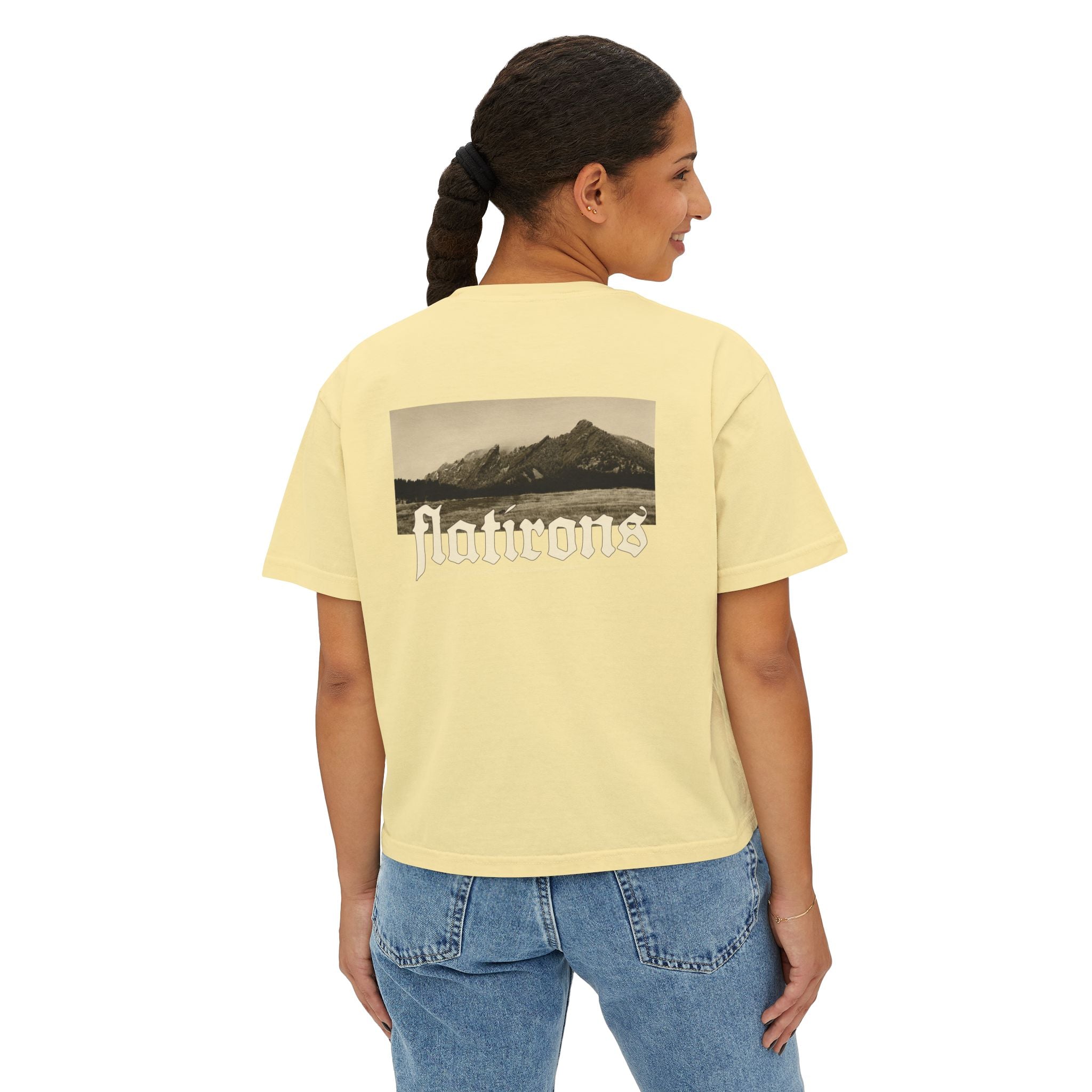 Flatirons Boulder Colorado Women's Cropped Boxy Tee